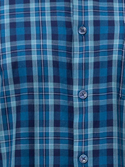 Park Avenue Men Blue Checks Slim Fit Cotton Shirts