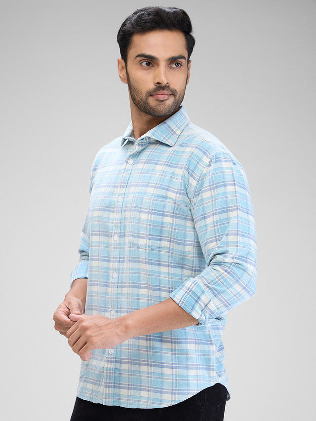 Park Avenue Blue Checks Slim Fit Cotton Casual Shirt