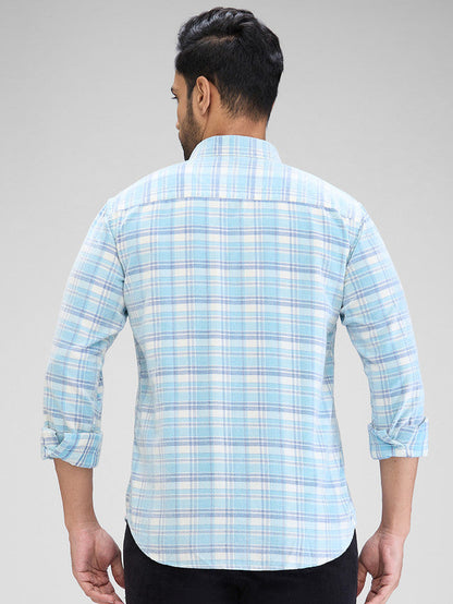 Park Avenue Blue Checks Slim Fit Cotton Casual Shirt