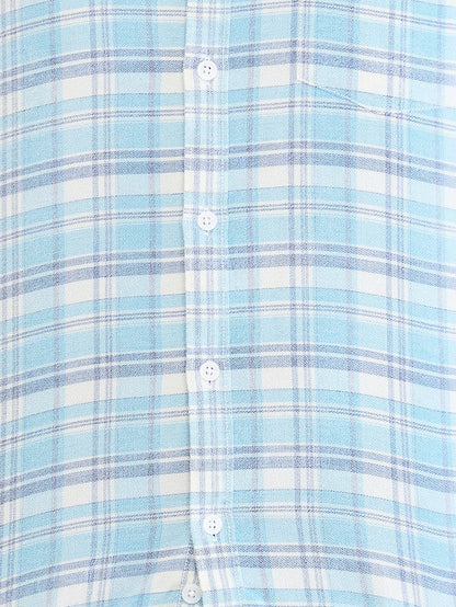 Park Avenue Blue Checks Slim Fit Cotton Casual Shirt