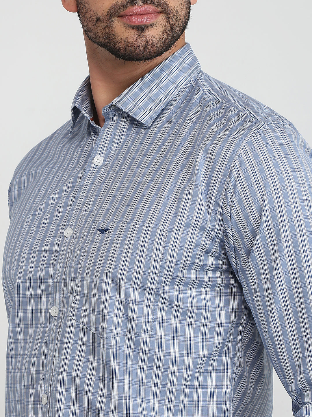 Park Avenue Men Blue Checks Slim Fit Cotton Casual Shirt