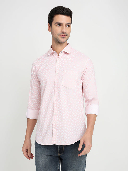 Park Avenue Men Red Printed Slim Fit Cotton Full Sleeve Casual Shirt