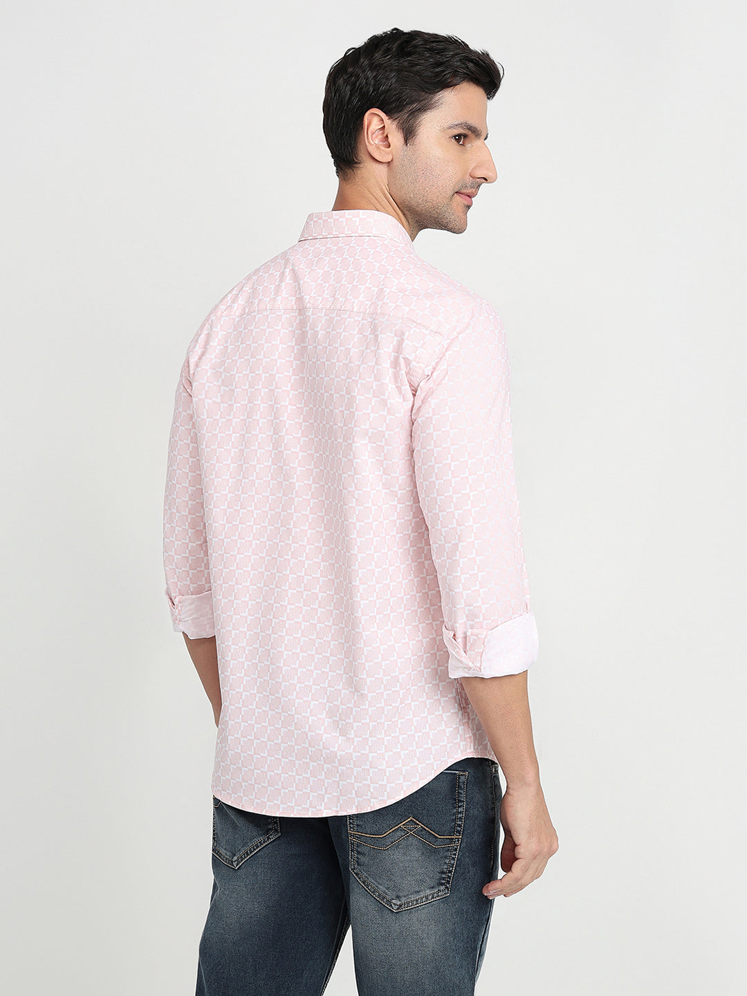 Park Avenue Men Red Printed Slim Fit Cotton Full Sleeve Casual Shirt