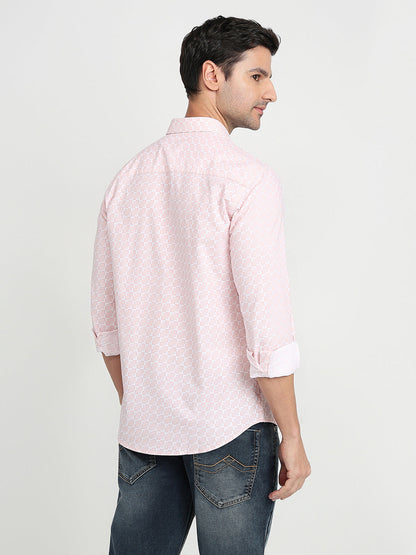 Park Avenue Men Red Printed Slim Fit Cotton Full Sleeve Casual Shirt