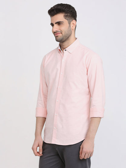 Park Avenue Men Orange Solid Slim Fit Cotton Full Sleeve Casual Shirt