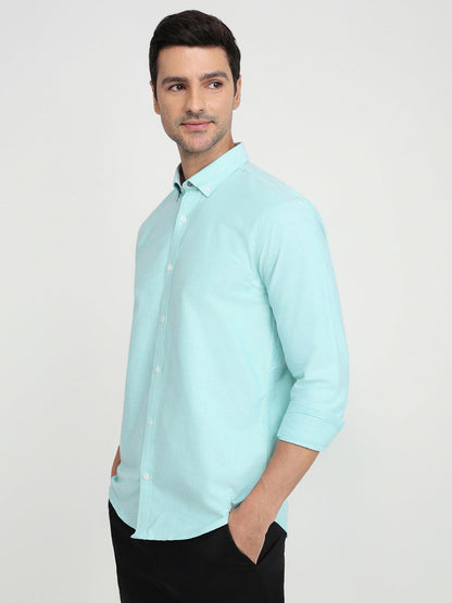 Park Avenue Men Blue Solid Slim Fit Cotton Full Sleeve Casual Shirt