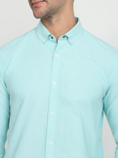 Park Avenue Men Blue Solid Slim Fit Cotton Full Sleeve Casual Shirt