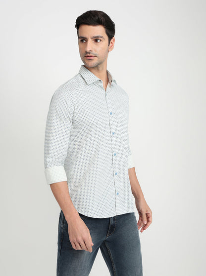 Park Avenue Men Yellow Printed Slim Fit Cotton Full Sleeve Casual Shirt