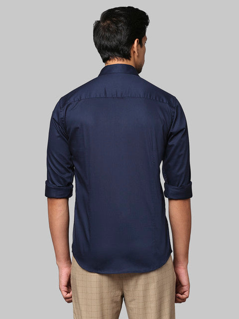 Park Avenue Men Blue Solid Slim Fit Cotton Shirt