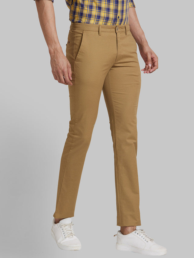 Park Avenue Khaki Printed Neo Fit Cotton Blend Trouser