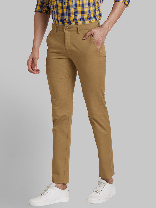 Park Avenue Khaki Printed Neo Fit Cotton Blend Trouser