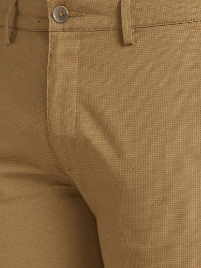 Park Avenue Khaki Printed Neo Fit Cotton Blend Trouser