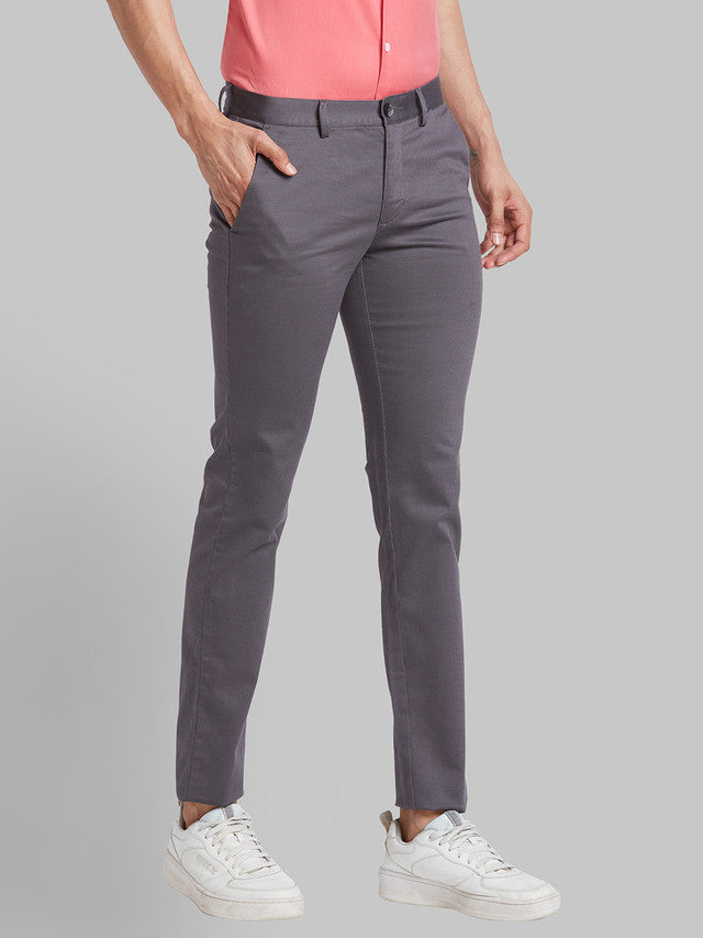 Park Avenue Grey Printed Neo Fit Cotton Blend Trouser