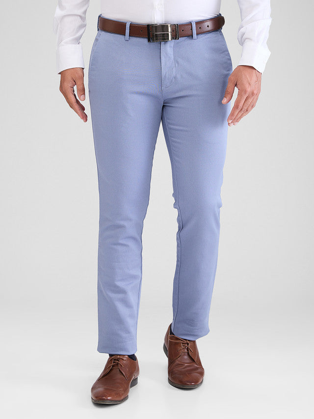 Park Avenue Blue Dobby Neo Fit Cotton Blend Trouser
