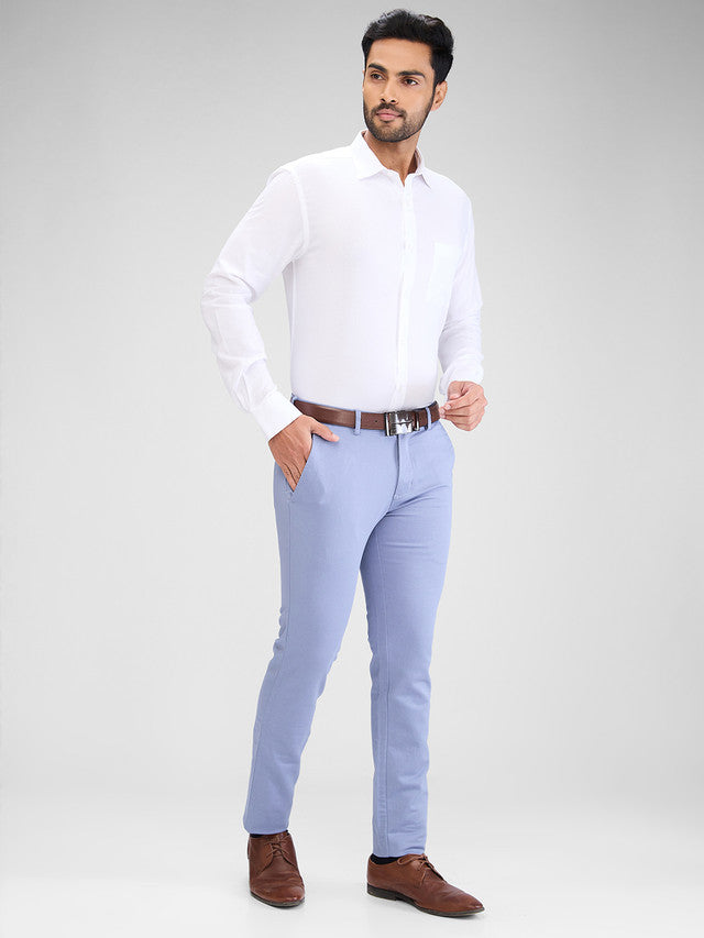 Park Avenue Blue Dobby Neo Fit Cotton Blend Trouser