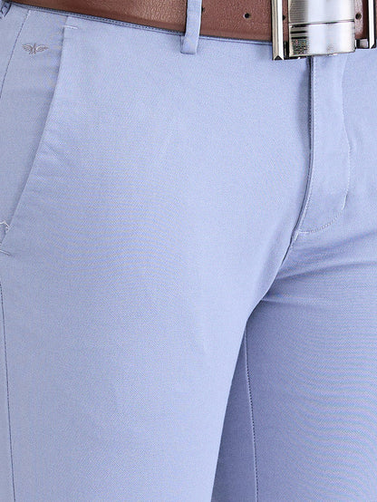 Park Avenue Blue Dobby Neo Fit Cotton Blend Trouser
