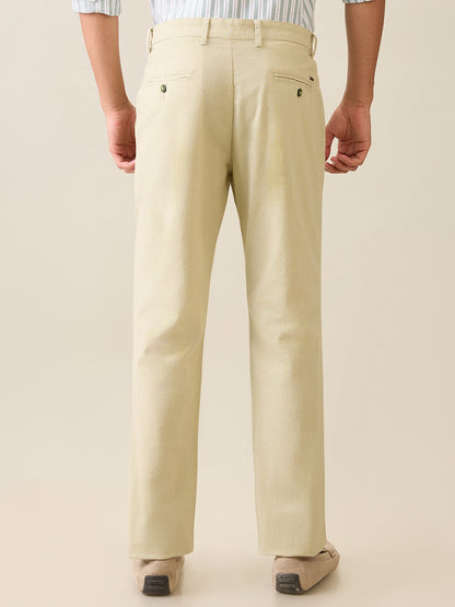 Park Avenue Men Green Structure Slim Fit Cotton Trouser
