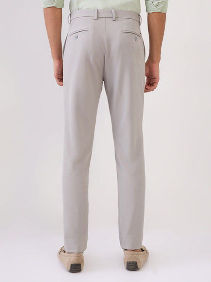 Park Avenue Men Grey Structure Commutech Fit Cotton Blend Trouser