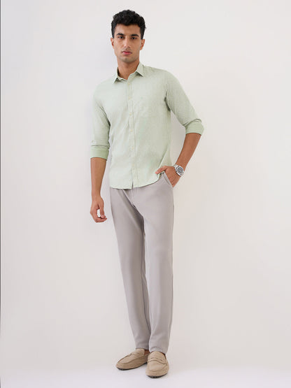 Park Avenue Men Grey Structure Commutech Fit Cotton Blend Trouser