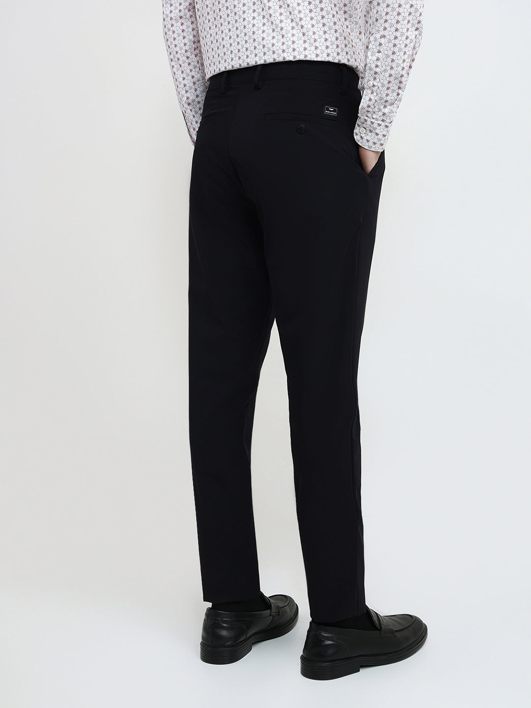 Park Avenue Men Black Solid Commutech Fit Nylon Blend Trouser