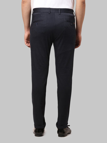 Park Avenue Blue Solid Neo Fit Cotton Blend Trouser