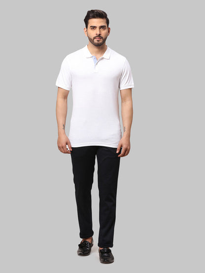 Park Avenue Blue Solid Neo Fit Cotton Blend Trouser