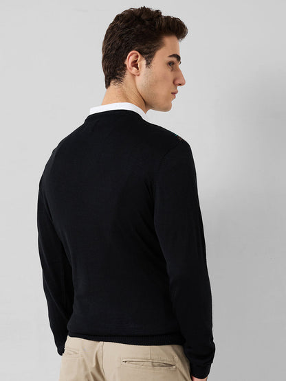 Park Avenue Men Blue Jacquard Regular Fit Acrylic Blend Sweaters