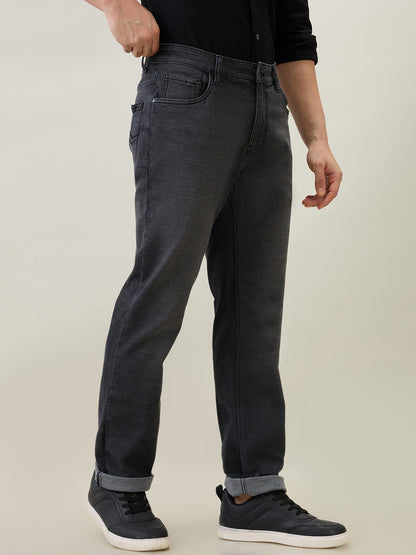 Park Avenue Men Grey Solid Regular Fit Cotton Blend Jeans