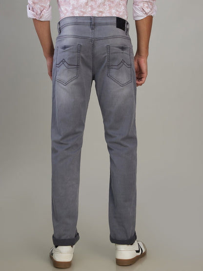Park Avenue Men Grey Solid Slim Fit Cotton Blend Jeans