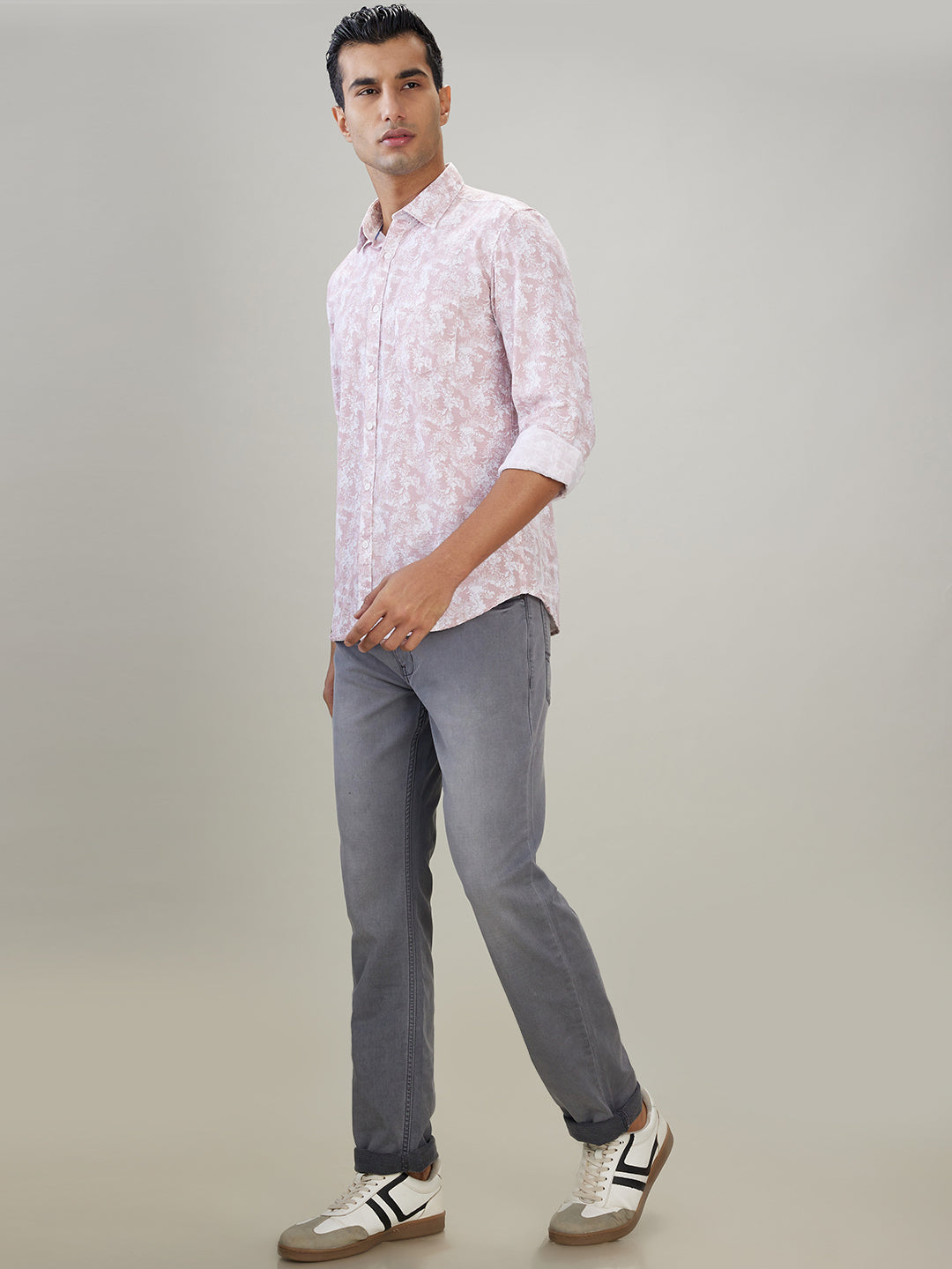 Park Avenue Men Grey Solid Slim Fit Cotton Blend Jeans