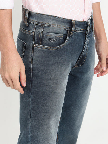 Park Avenue Men Blue Solid Slim Fit Cotton Blend Jeans