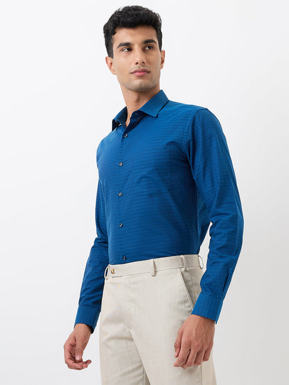 Park Avenue Men Blue Structure Slim Fit Cotton Blend Shirt
