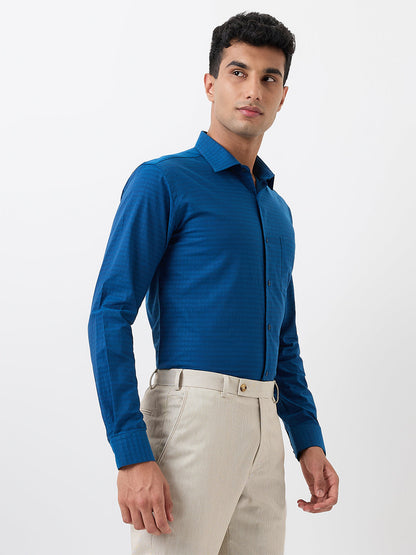 Park Avenue Men Blue Structure Slim Fit Cotton Blend Shirt