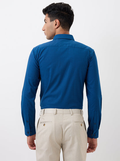 Park Avenue Men Blue Structure Slim Fit Cotton Blend Shirt