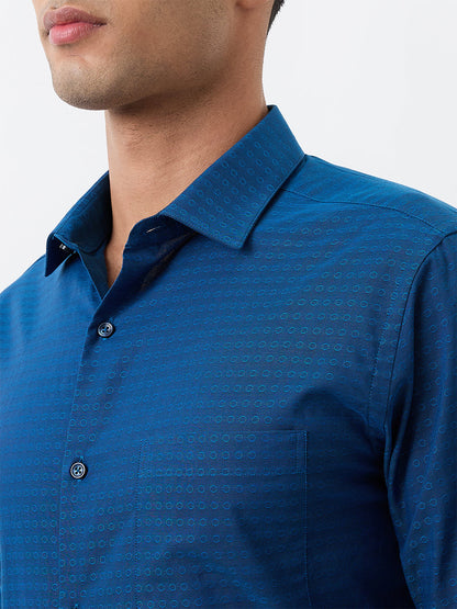 Park Avenue Men Blue Structure Slim Fit Cotton Blend Shirt