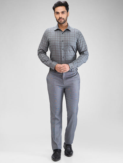 Park Avenue Grey Checks Slim Fit Cotton Formal Shirt