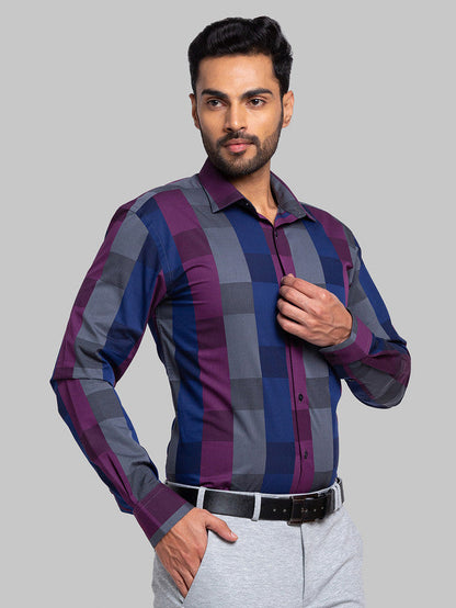 Park Avenue Men Purple Self Design Slim Fit Cotton Formal Shirt