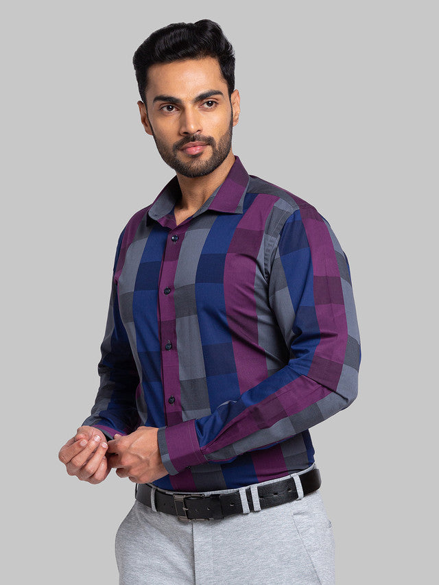 Park Avenue Men Purple Self Design Slim Fit Cotton Formal Shirt