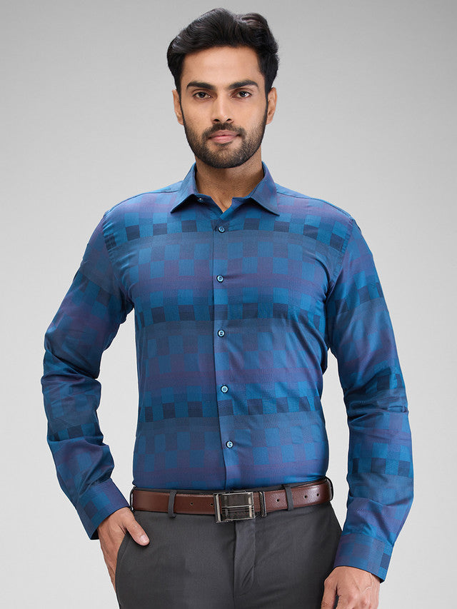 Park Avenue Blue Structure Slim Fit Cotton Formal Shirt