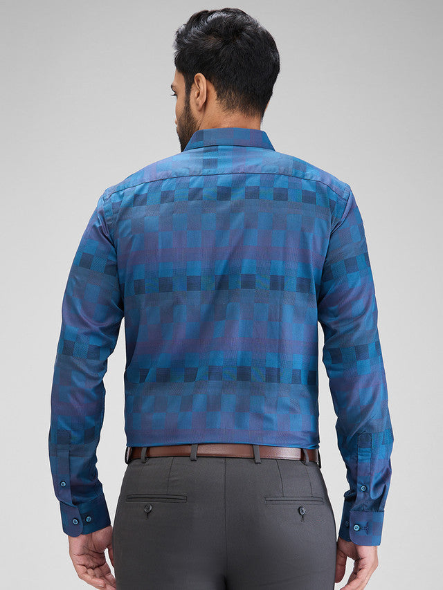 Park Avenue Blue Structure Slim Fit Cotton Formal Shirt