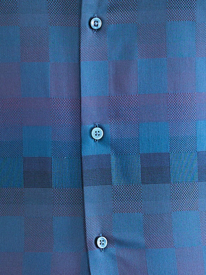 Park Avenue Blue Structure Slim Fit Cotton Formal Shirt