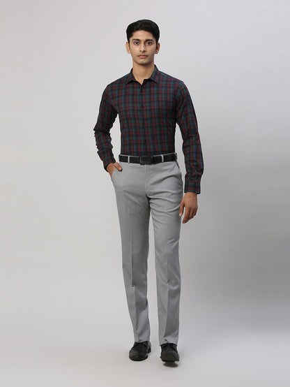 Park Avenue Men Green Self Design Slim Fit Cotton Formal Shirt