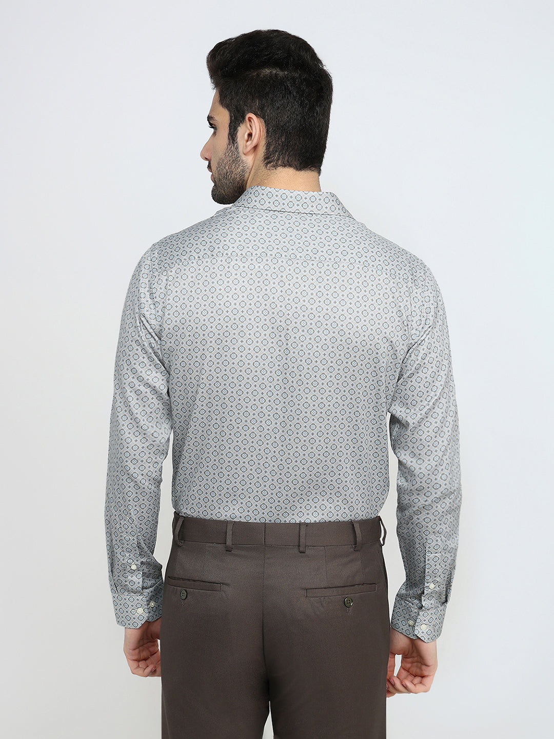 Park Avenue Men Brown Printed Slim Fit Cotton Full Sleeve Formal Shirt