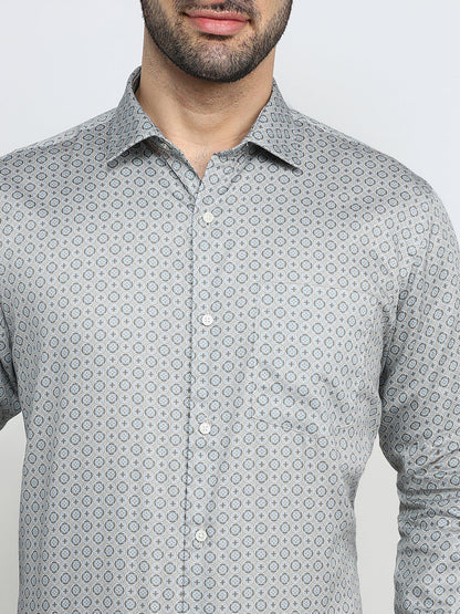 Park Avenue Men Brown Printed Slim Fit Cotton Full Sleeve Formal Shirt