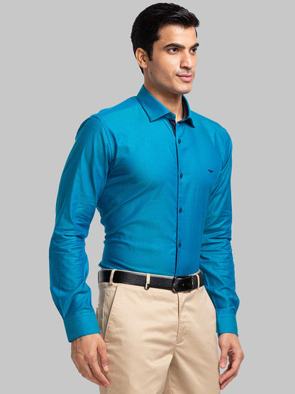 Park Avenue Blue Structure Slim Fit Cotton Formal Shirt
