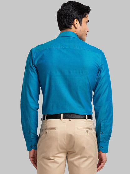 Park Avenue Blue Structure Slim Fit Cotton Formal Shirt