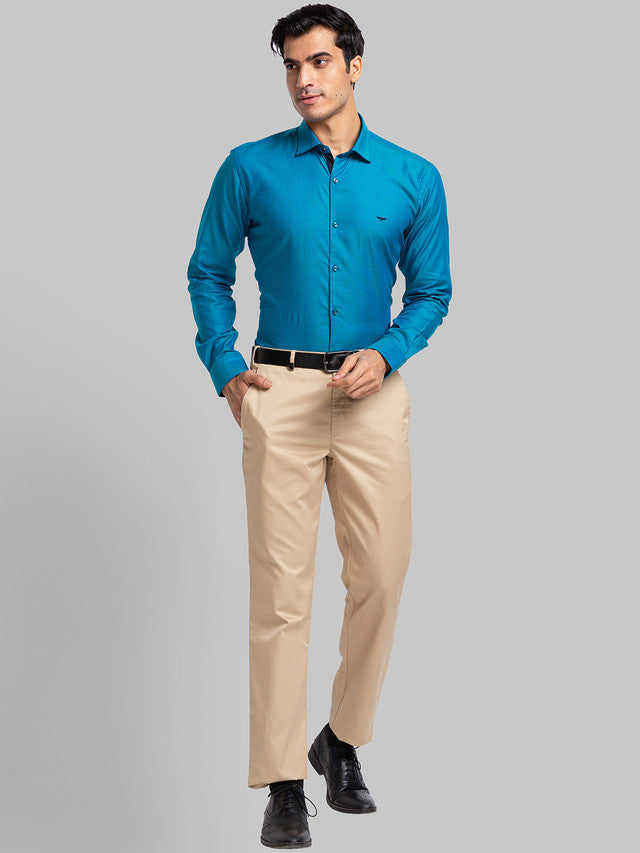 Park Avenue Blue Structure Slim Fit Cotton Formal Shirt