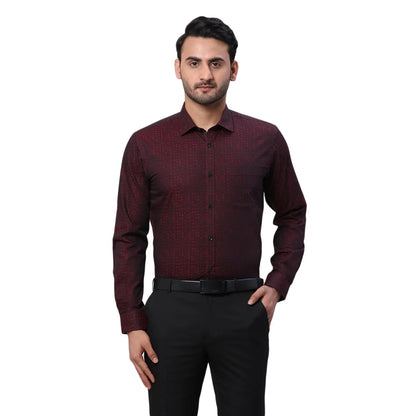Park Avenue Men Maroon Structure Slim Fit Cotton Shirt