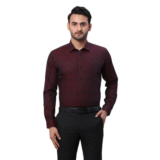 Park Avenue Men Maroon Structure Slim Fit Cotton Shirt