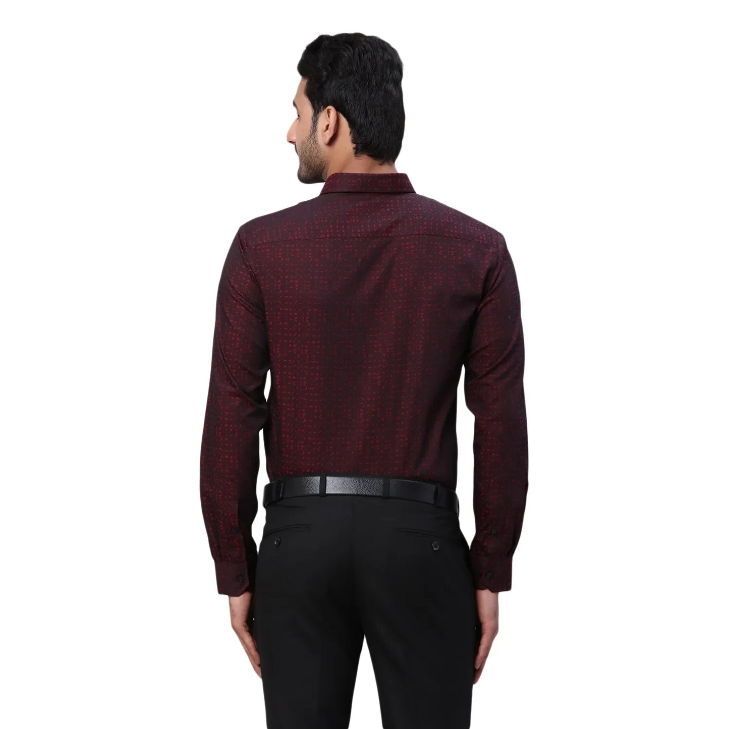 Park Avenue Men Maroon Structure Slim Fit Cotton Shirt